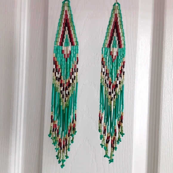 Jewelry - Seed Bead Long Boho Earrings